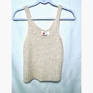 8 Red Butterflies cream crochet knit cropped boho festival tanktop Medium